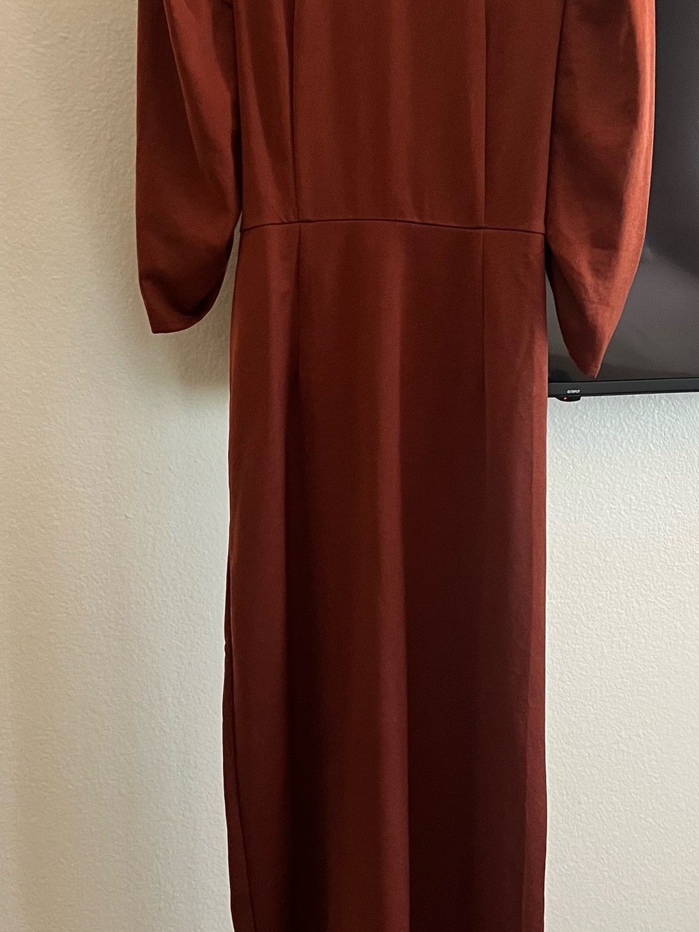 Women's Long Sleeve Midi Dress in Deep Rust